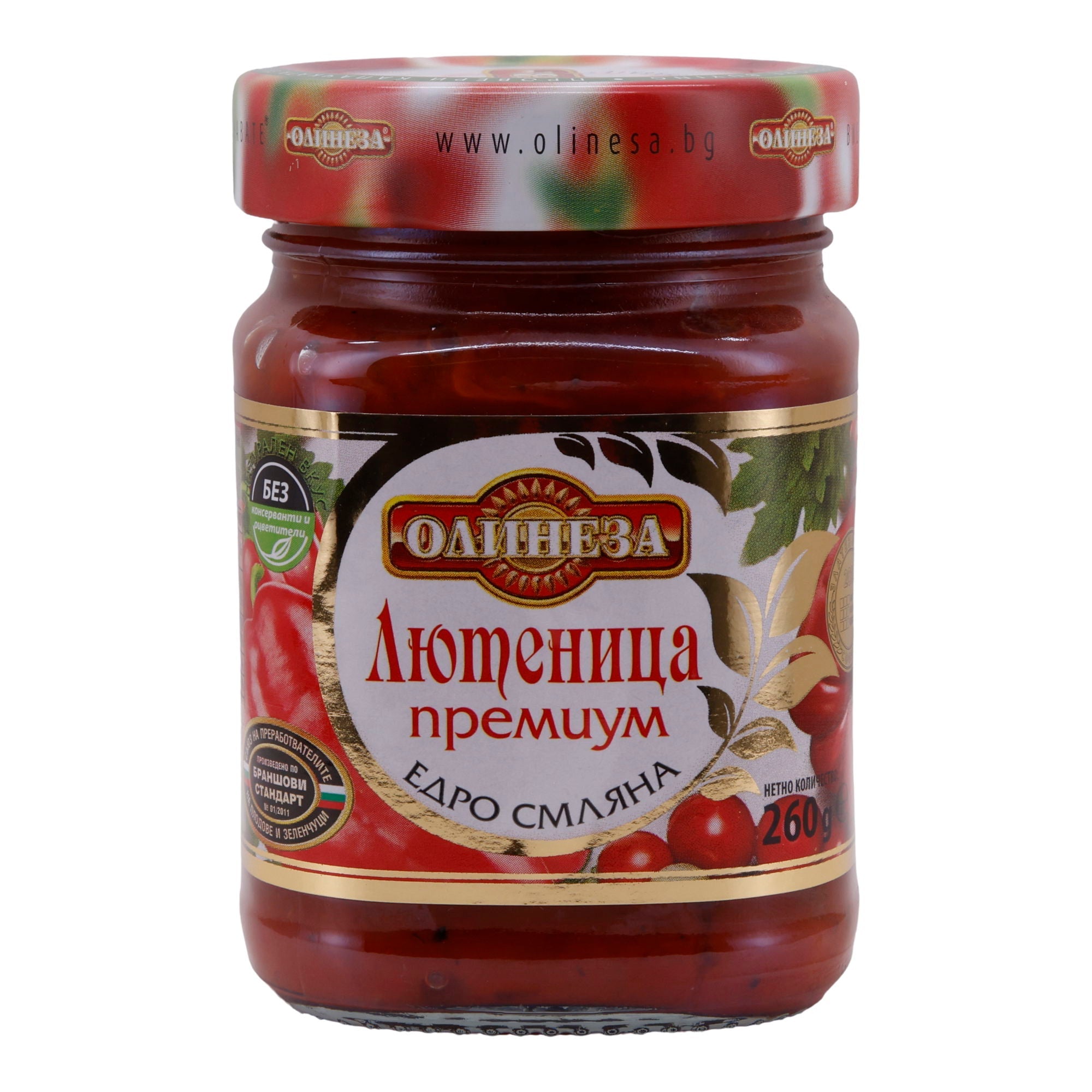 Lyutenitsa Premium Olinesa | Traditionelle bulgarische Gemüsezubereitung | Grob gemahlen | 260 g | OLINESA